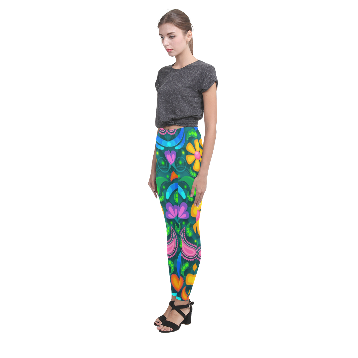 Retro Flowers Cassandra Women's Leggings (Model L01)