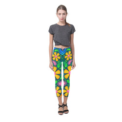 Retro Flowers Capri Legging (Model L02)