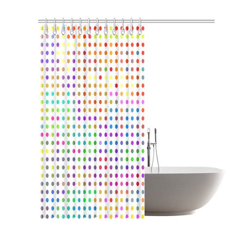 Retro Rainbow Polka Dots Shower Curtain 69"x84"