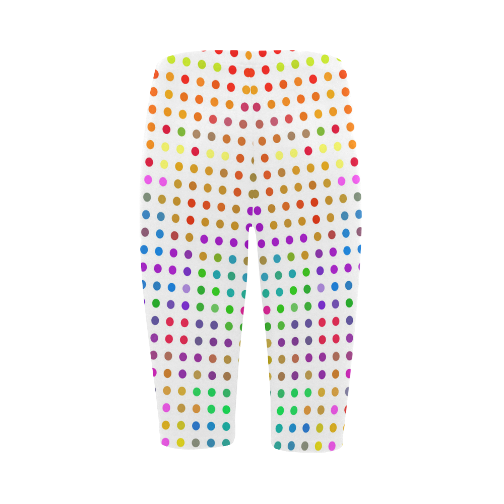 Retro Rainbow Polka Dots Hestia Cropped Leggings (Model L03)
