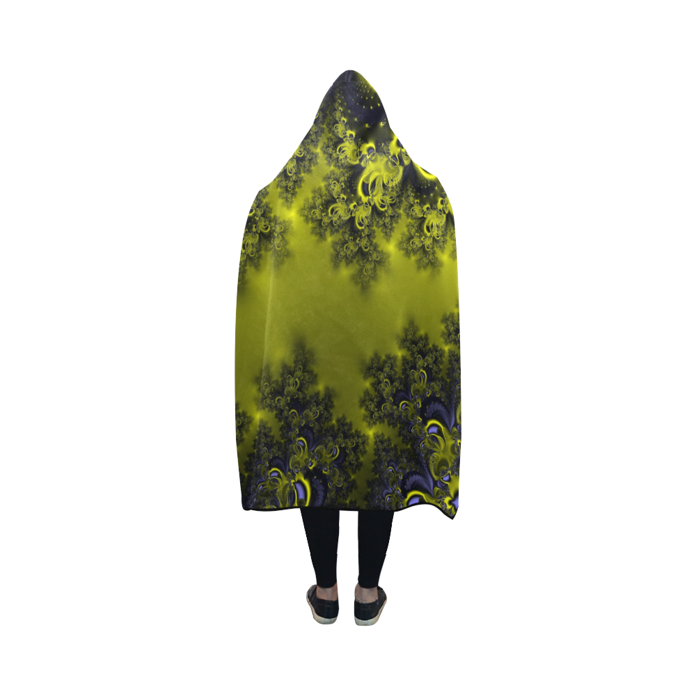 Frosty Sunlight on The Lake Fractal Abstract Hooded Blanket 50''x40''