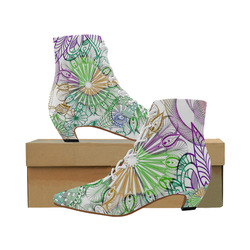 Zentangle Mix 1116C Women's Pointed Toe Low Heel Booties (Model 052)