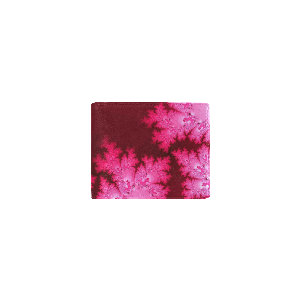 Deep Pink Frost Fractal Abstract Mini Bifold Wallet (Model 1674)
