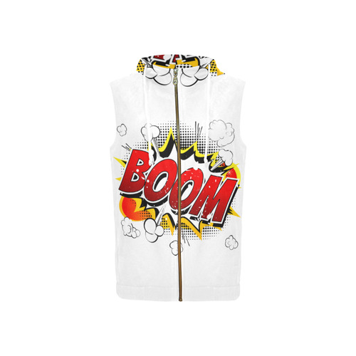 BOOM!! All Over Print Sleeveless Zip Up Hoodie for Women (Model H16)