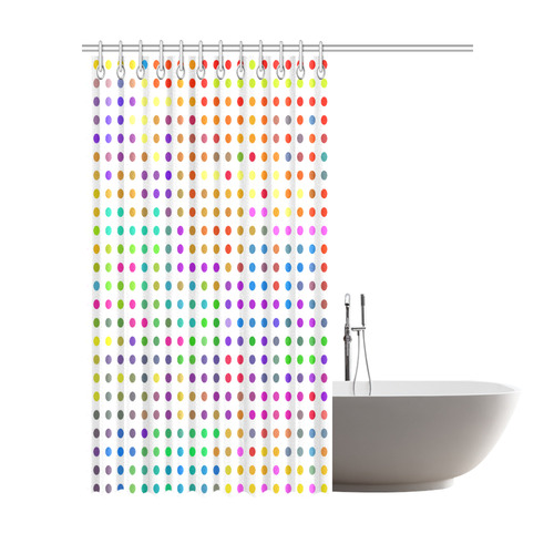 Retro Rainbow Polka Dots Shower Curtain 72"x84"