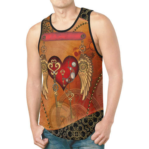 Steampunk, wonderful heart with wings New All Over Print Tank Top for Men (Model T46)