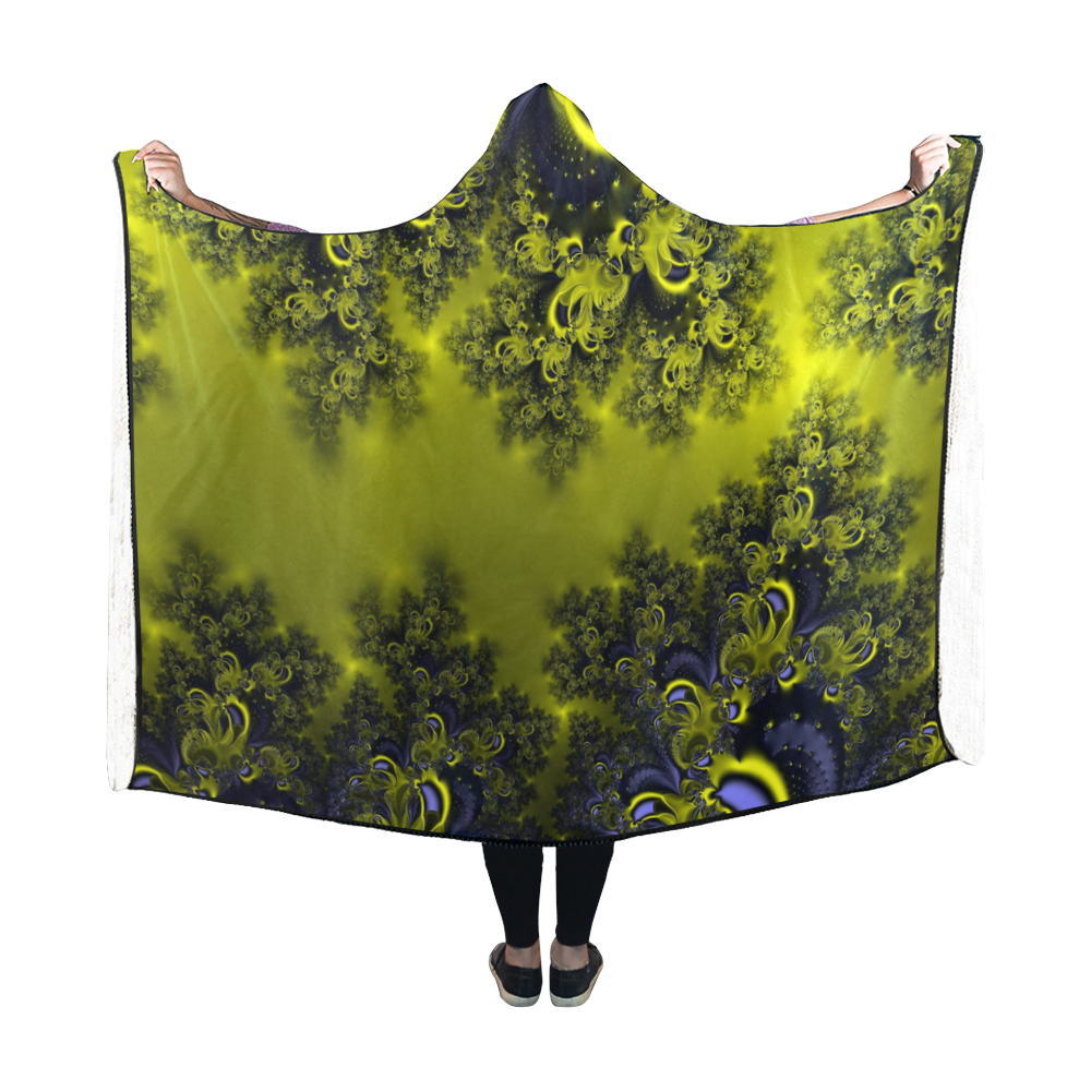 Frosty Sunlight on The Lake Fractal Abstract Hooded Blanket 60''x50''
