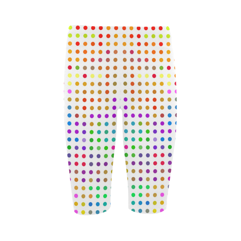 Retro Rainbow Polka Dots Hestia Cropped Leggings (Model L03)