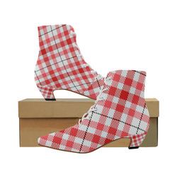 cozy and pleasant Plaid 1C Women's Pointed Toe Low Heel Booties (Model 052)