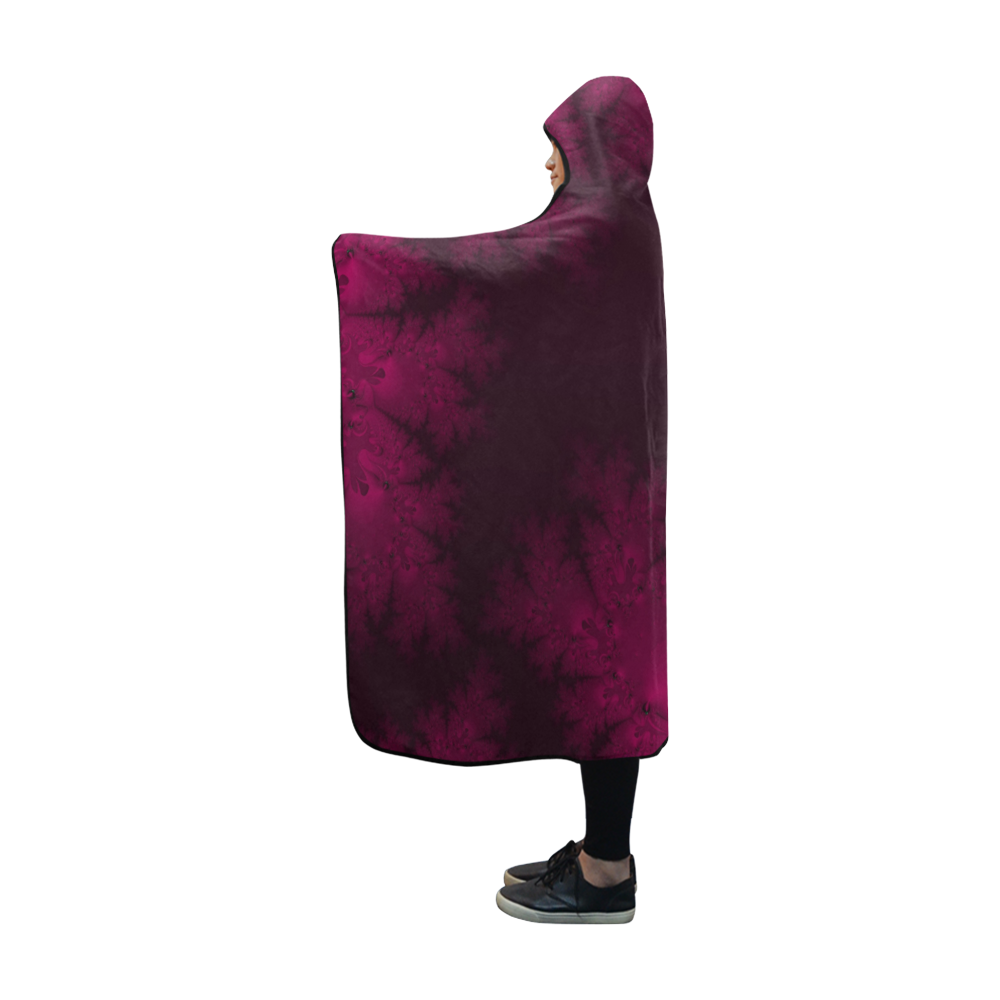 Frosty Fuchsia Fantasy Fractal Abstract Hooded Blanket 60''x50''