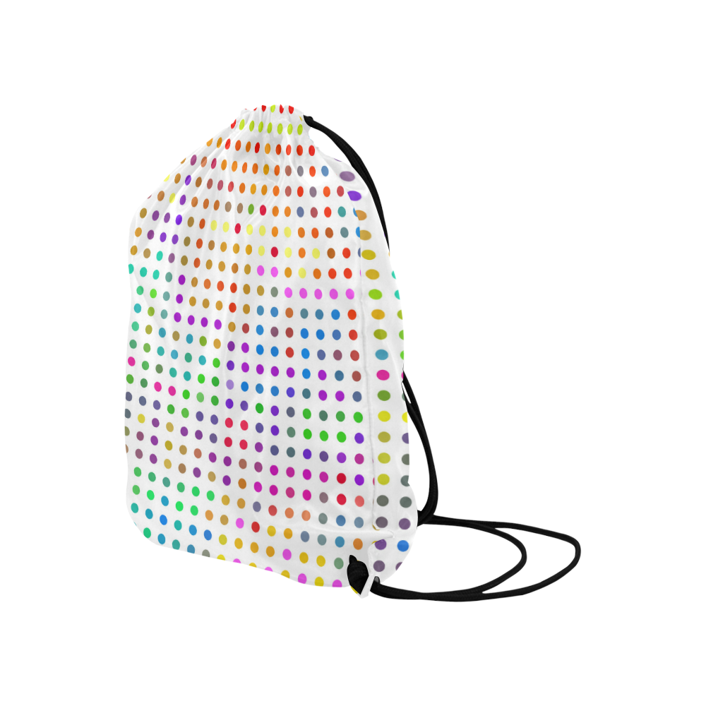 Retro Rainbow Polka Dots Large Drawstring Bag Model 1604 (Twin Sides)  16.5"(W) * 19.3"(H)