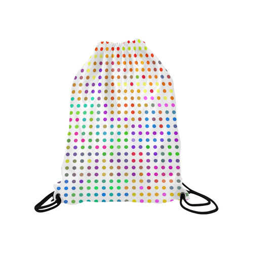Retro Rainbow Polka Dots Medium Drawstring Bag Model 1604 (Twin Sides) 13.8"(W) * 18.1"(H)