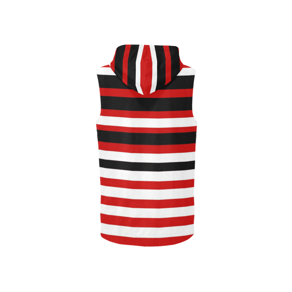 stripes All Over Print Sleeveless Zip Up Hoodie for Women (Model H16)