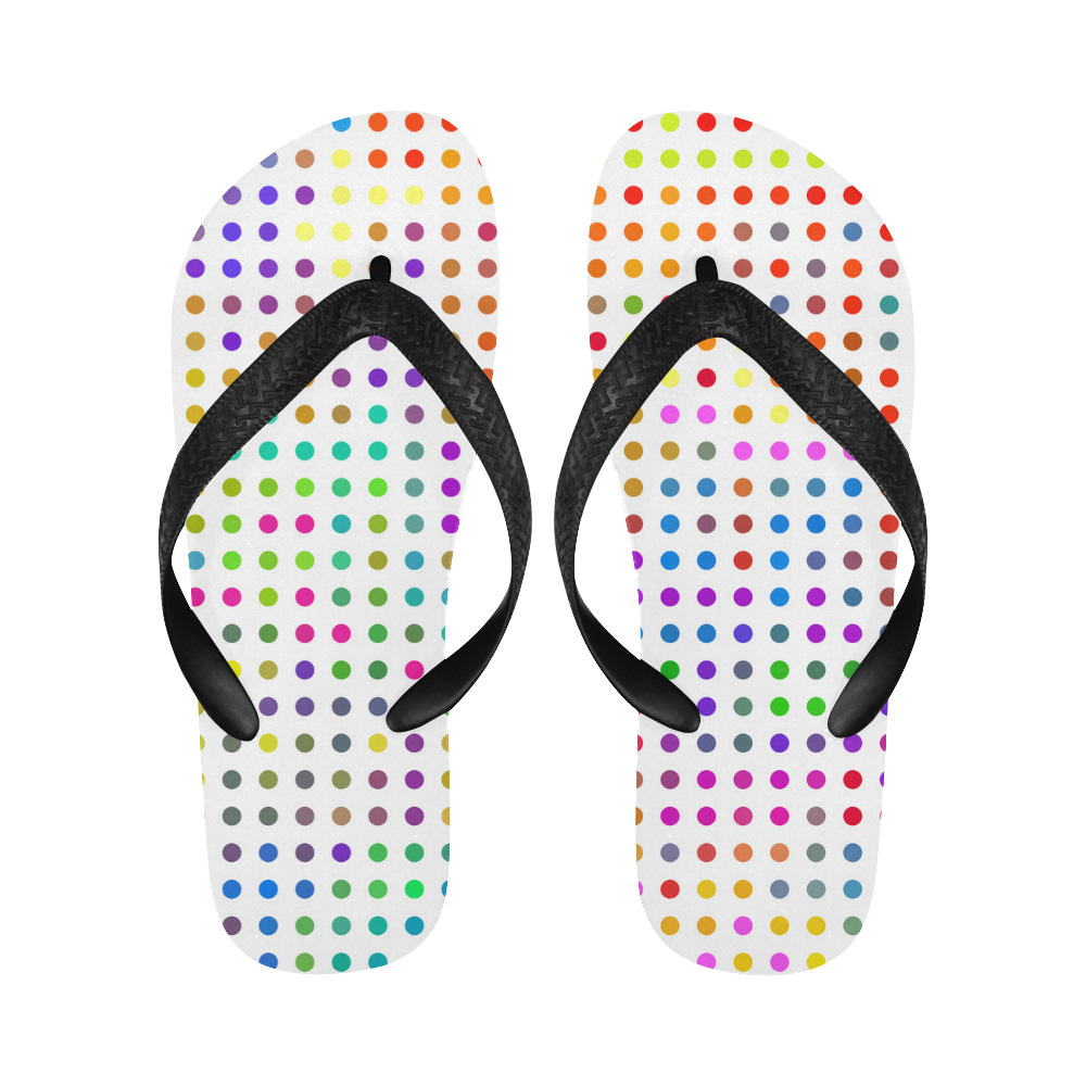 Retro Rainbow Polka Dots Flip Flops for Men/Women (Model 040)