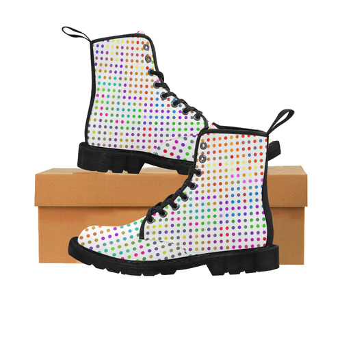 Retro Rainbow Polka Dots Martin Boots for Women (Black) (Model 1203H)