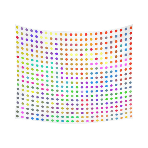 Retro Rainbow Polka Dots Cotton Linen Wall Tapestry 60"x 51"