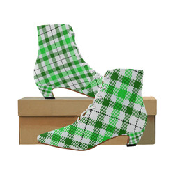 cozy and pleasant Plaid 1D Women's Pointed Toe Low Heel Booties (Model 052)