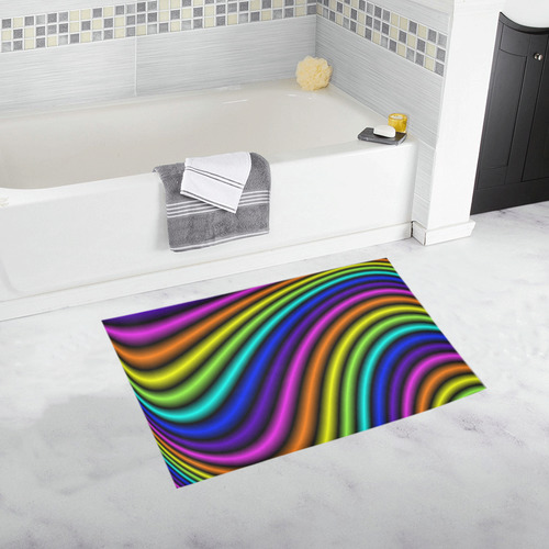 wavy rainbow Bath Rug 20''x 32''