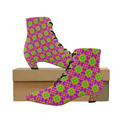 sweet little pattern C by FeelGood Women's Pointed Toe Low Heel Booties (Model 052)