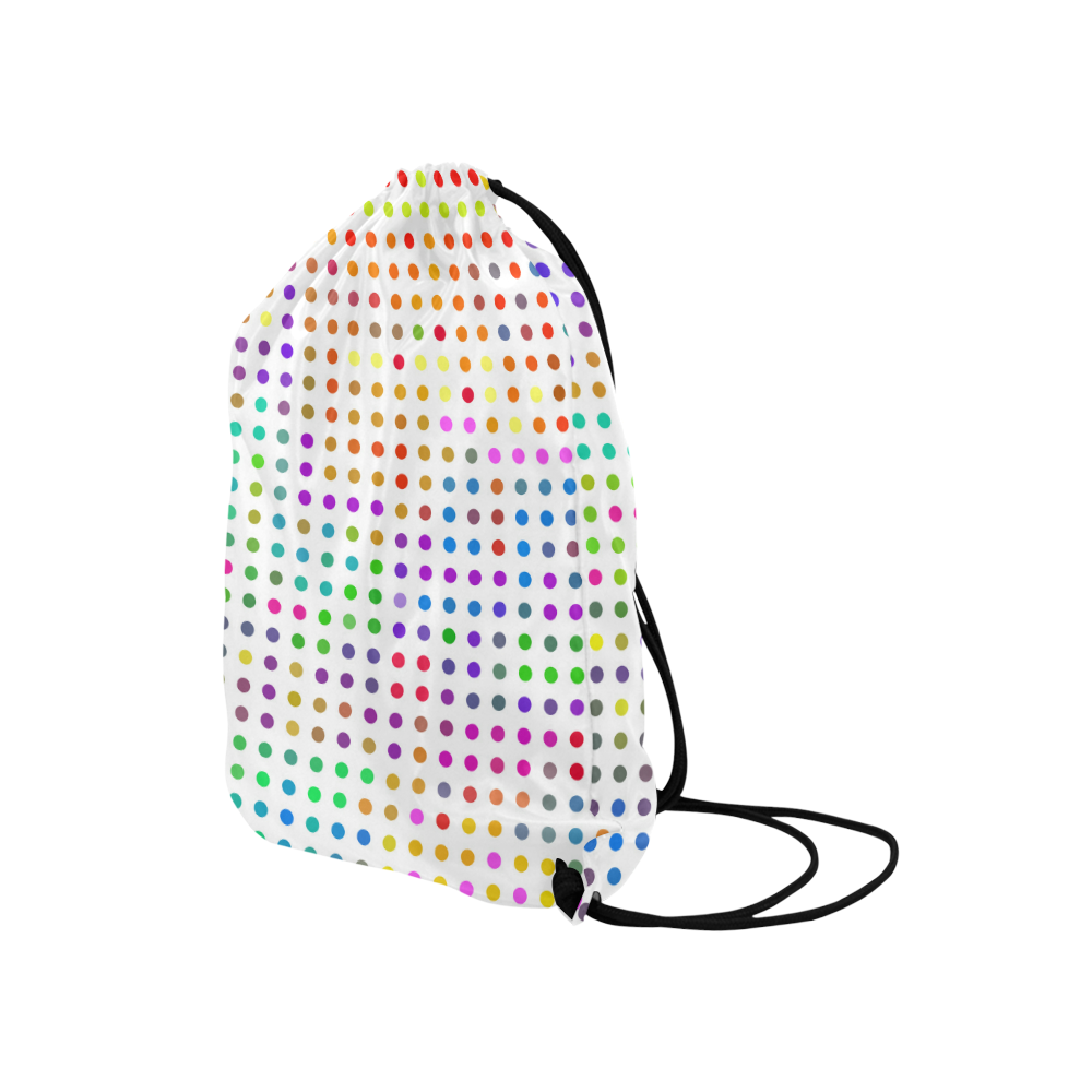 Retro Rainbow Polka Dots Medium Drawstring Bag Model 1604 (Twin Sides) 13.8"(W) * 18.1"(H)