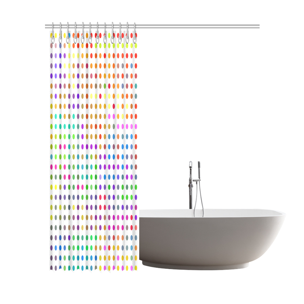 Retro Rainbow Polka Dots Shower Curtain 72"x84"
