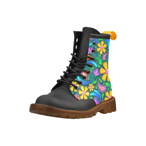 Retro Flowers High Grade PU Leather Martin Boots For Women Model 402H