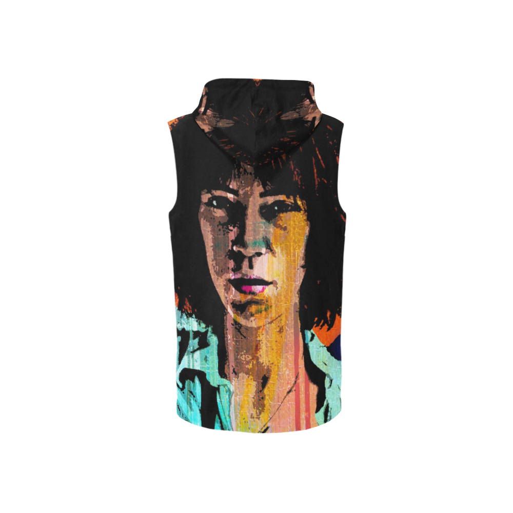 Patti Smith (Large) All Over Print Sleeveless Zip Up Hoodie for Women (Model H16)