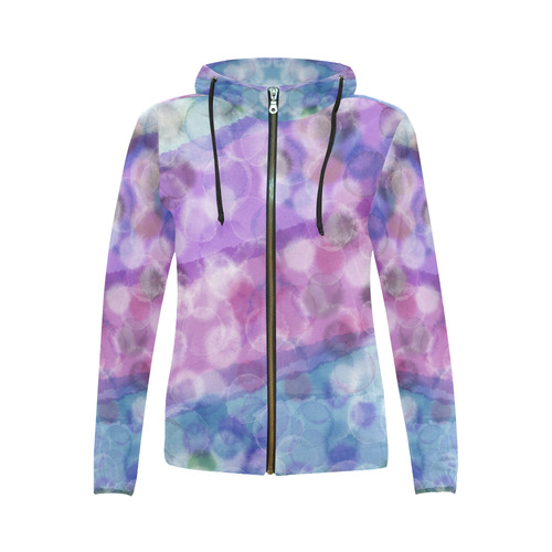 WATERCOLOR POINTS All Over Print Full Zip Hoodie for Women (Model H14)
