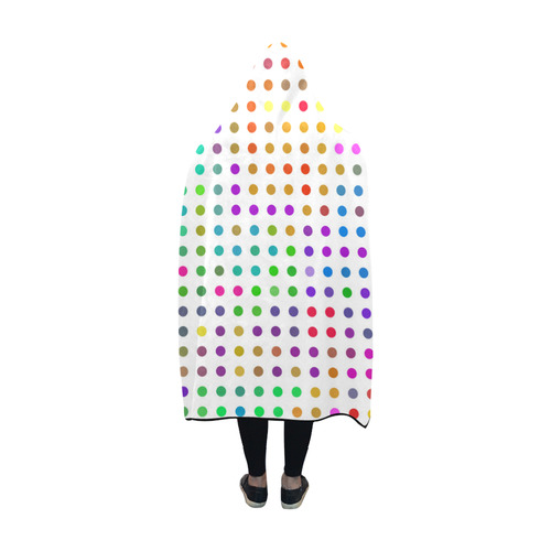 Retro Rainbow Polka Dots Hooded Blanket 60''x50''