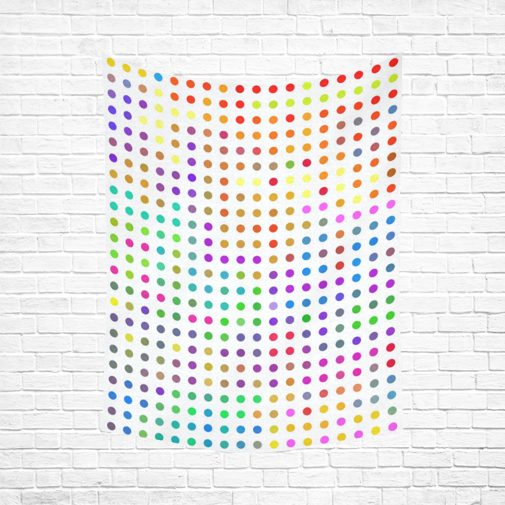 Retro Rainbow Polka Dots Cotton Linen Wall Tapestry 60"x 80"