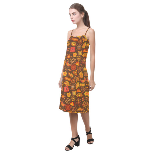 Ethno Pattern Orange 2 Alcestis Slip Dress (Model D05)
