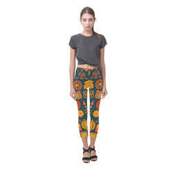 Ethno Pattern Green Orange Capri Legging (Model L02)