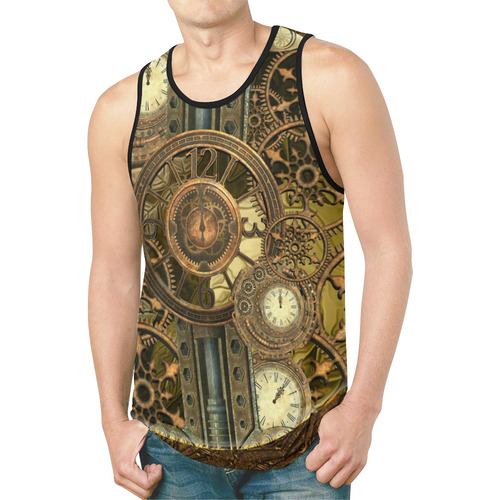 Steampunk clocks and gears New All Over Print Tank Top for Men (Model T46)