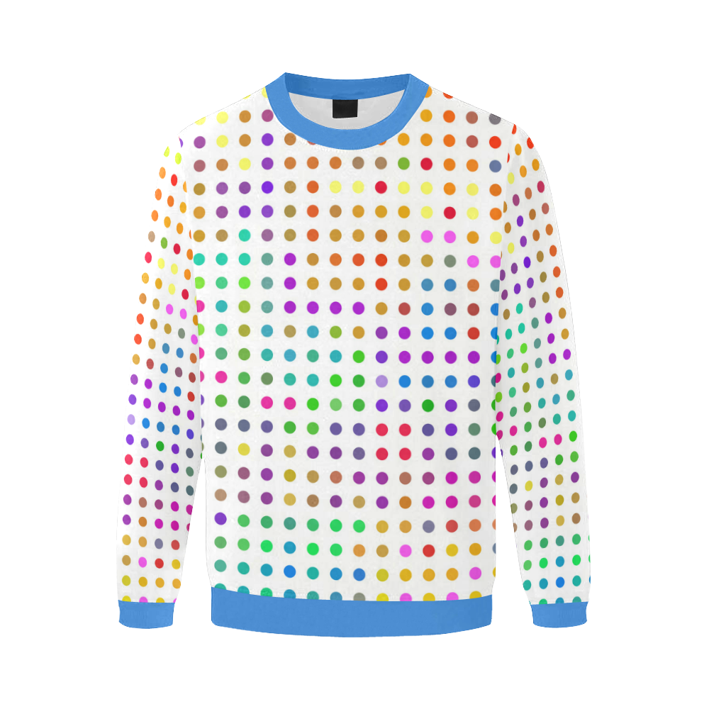 Retro Rainbow Polka Dots Men's Oversized Fleece Crew Sweatshirt (Model H18)