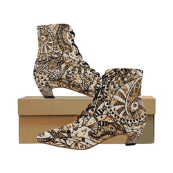 zentangle Mix 1216C by FeelGood Women's Pointed Toe Low Heel Booties (Model 052)