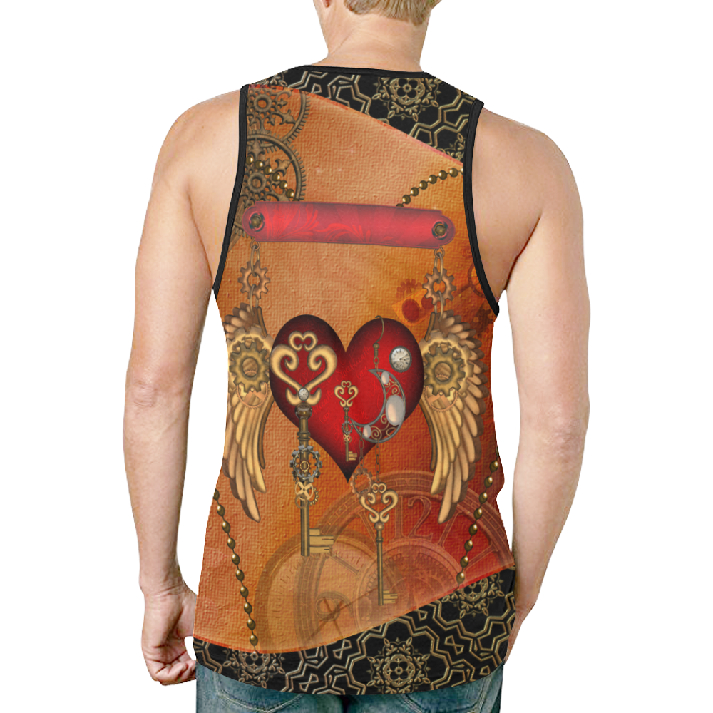 Steampunk, wonderful heart with wings New All Over Print Tank Top for Men (Model T46)