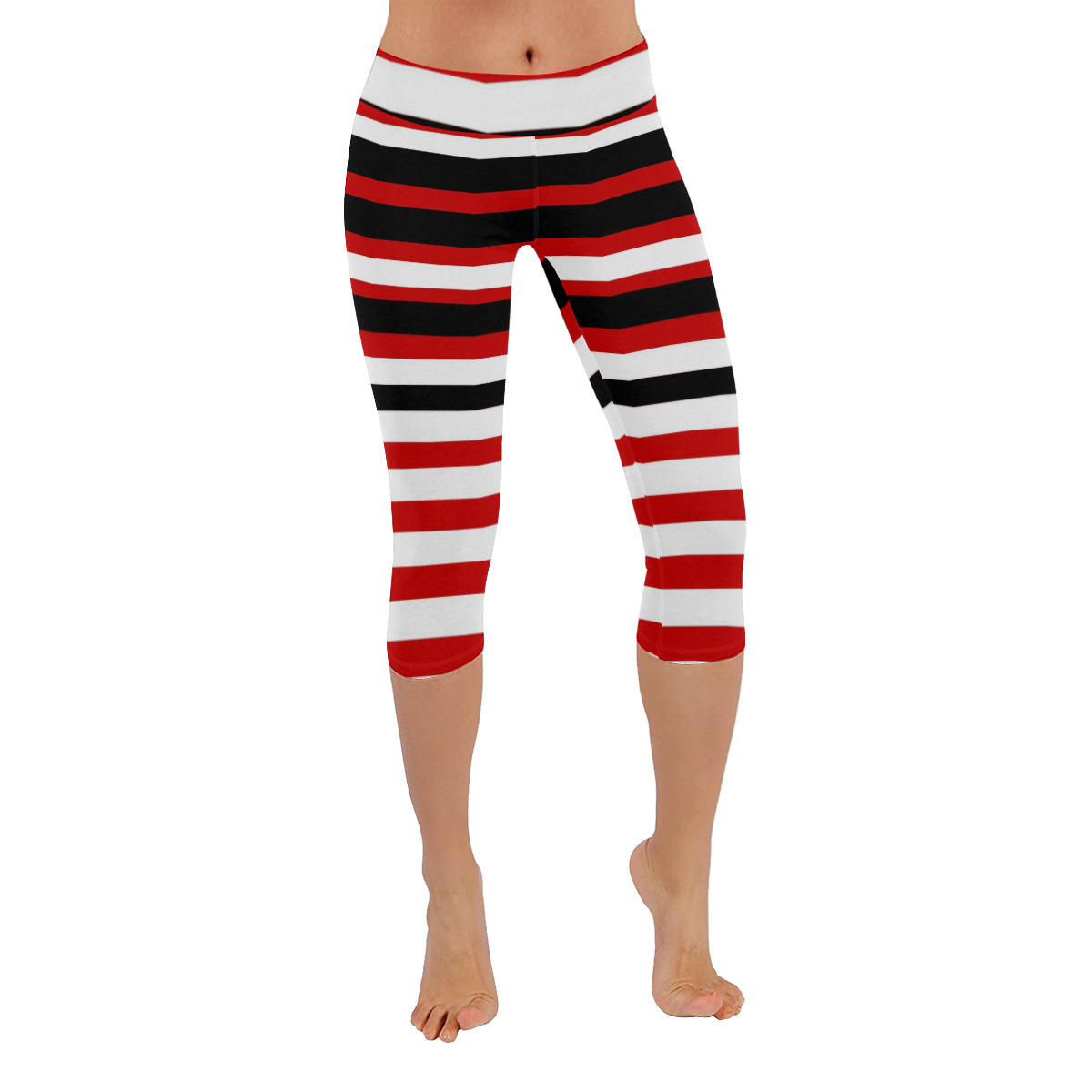 stripes Women's Low Rise Capri Leggings (Invisible Stitch) (Model L08)
