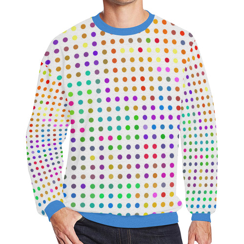 Retro Rainbow Polka Dots Men's Oversized Fleece Crew Sweatshirt (Model H18)