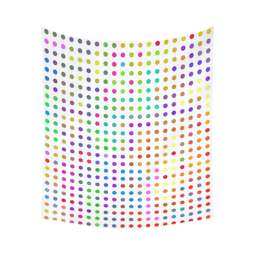 Retro Rainbow Polka Dots Cotton Linen Wall Tapestry 60"x 51"