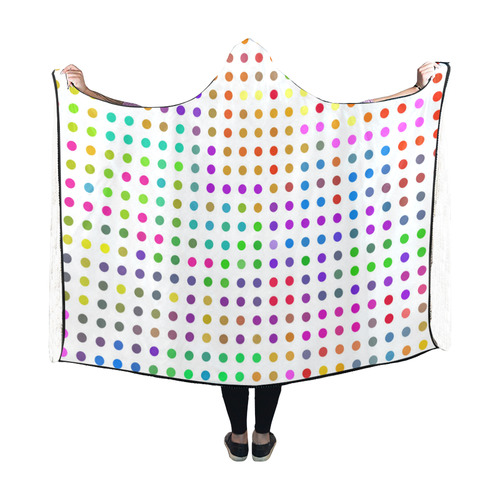 Retro Rainbow Polka Dots Hooded Blanket 60''x50''