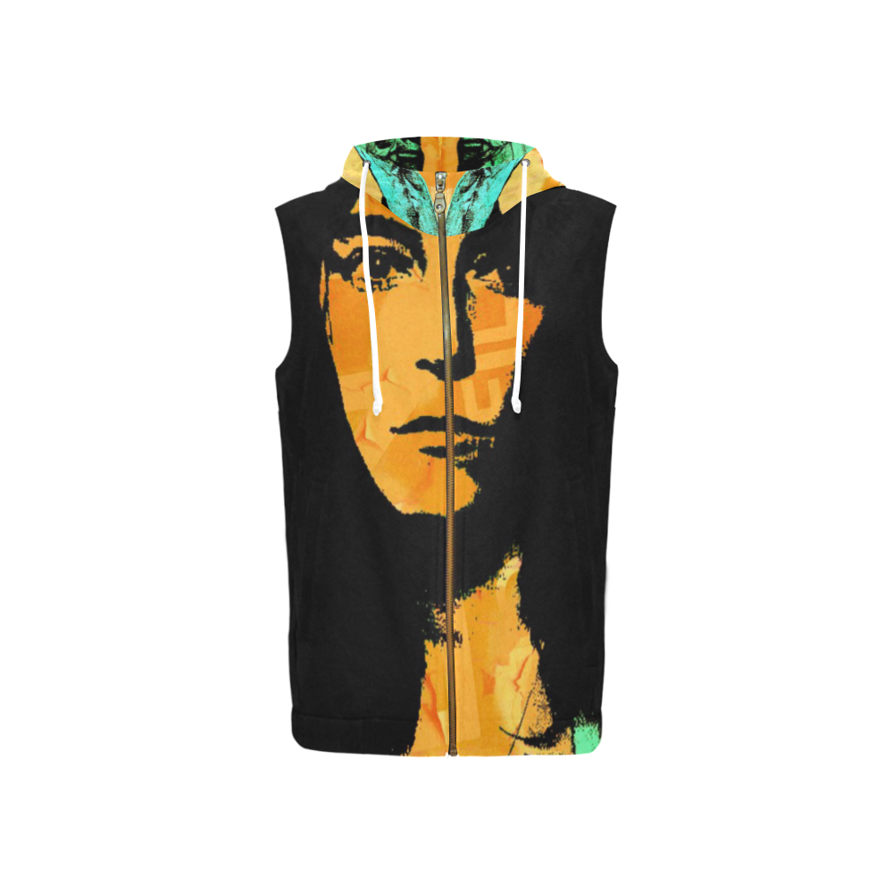 Patti Smith-2 All Over Print Sleeveless Zip Up Hoodie for Women (Model H16)