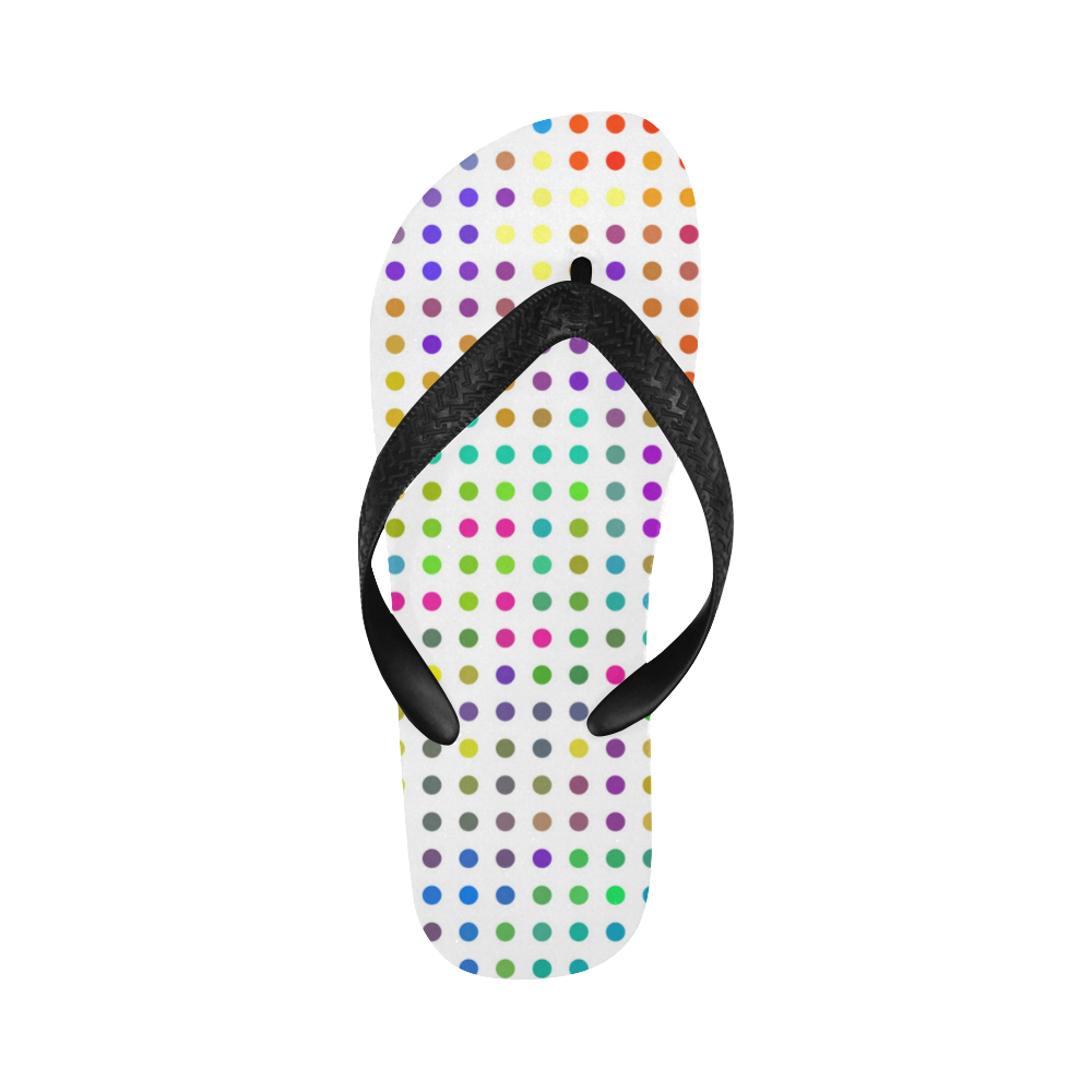 Retro Rainbow Polka Dots Flip Flops for Men/Women (Model 040)