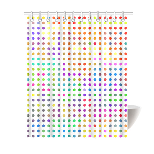 Retro Rainbow Polka Dots Shower Curtain 69"x84"