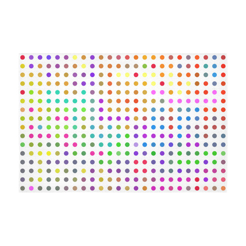 Retro Rainbow Polka Dots Cotton Linen Tablecloth 60" x 90"