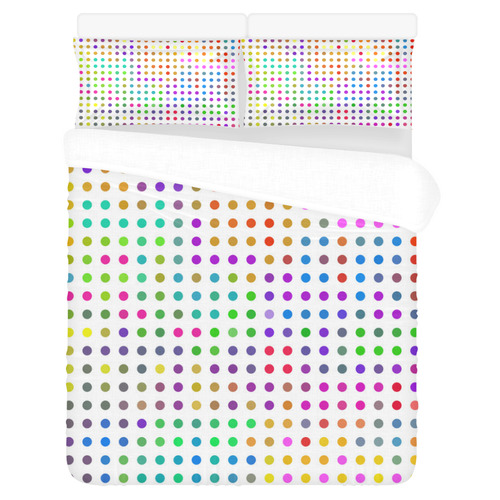 Retro Rainbow Polka Dots 3-Piece Bedding Set