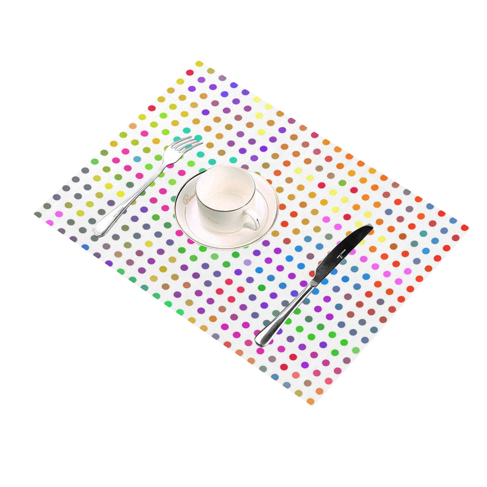 Retro Rainbow Polka Dots Placemat 14’’ x 19’’ (Six Pieces)