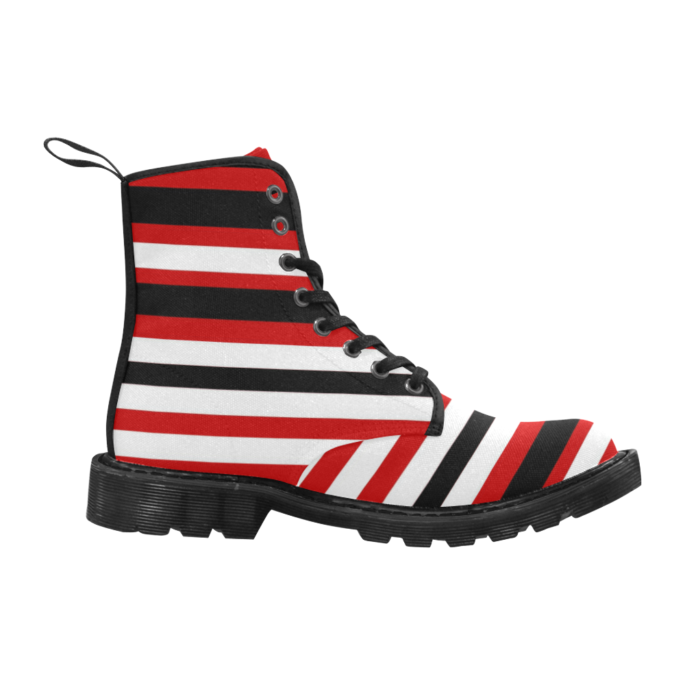 stripes Martin Boots for Women (Black) (Model 1203H)