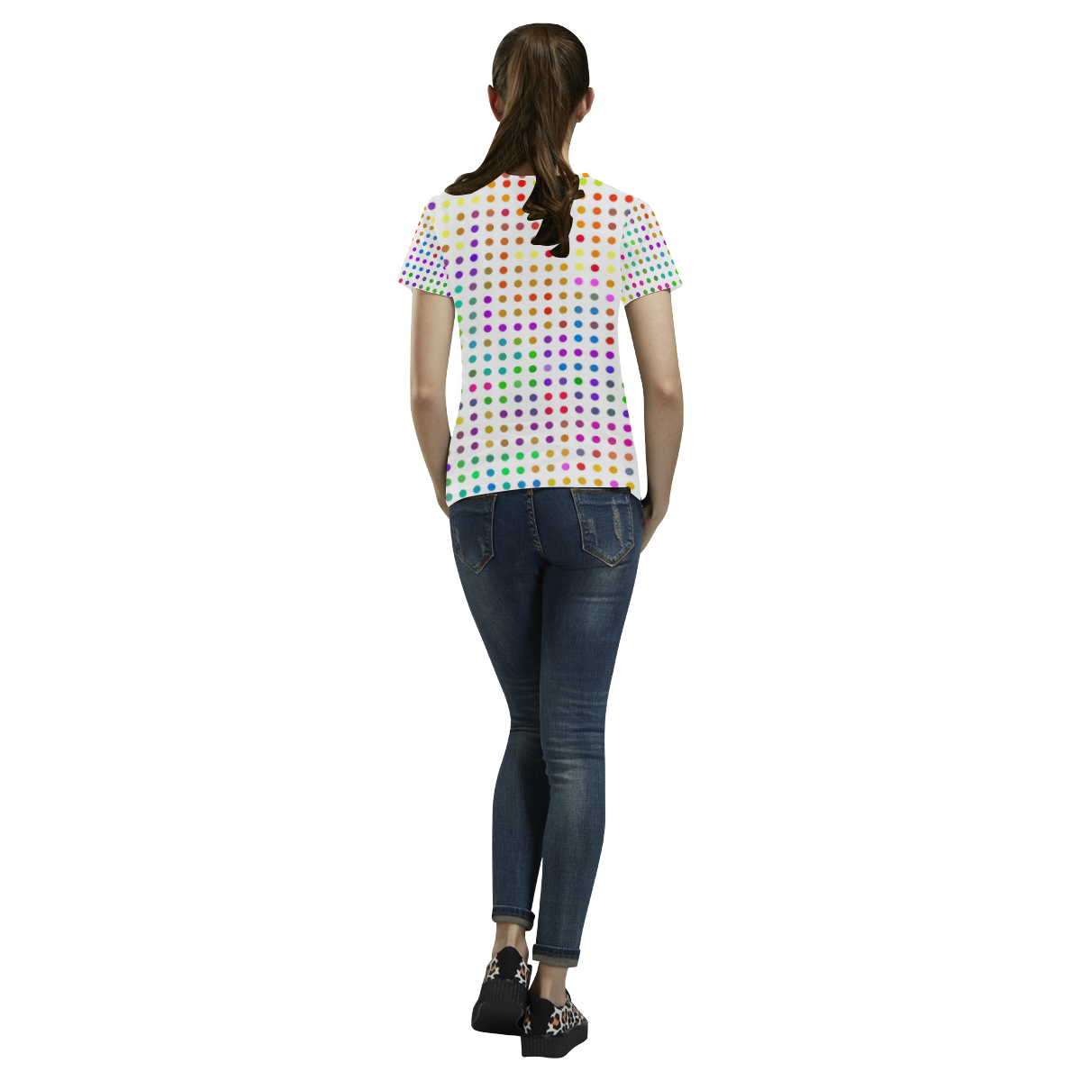 Retro Rainbow Polka Dots All Over Print T-Shirt for Women (USA Size) (Model T40)