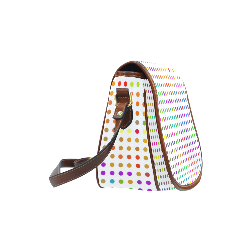 Retro Rainbow Polka Dots Saddle Bag/Small (Model 1649) Full Customization