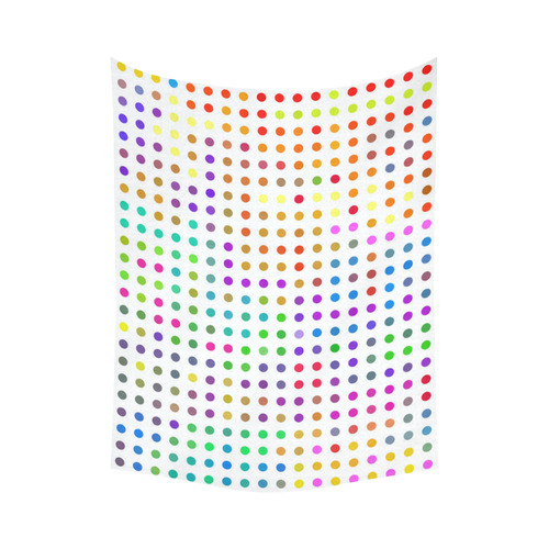 Retro Rainbow Polka Dots Cotton Linen Wall Tapestry 60"x 80"